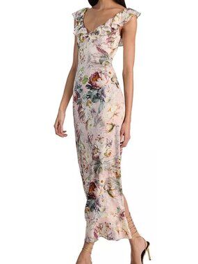 Alice and Olivia Gemma Ruffled Midi Dress